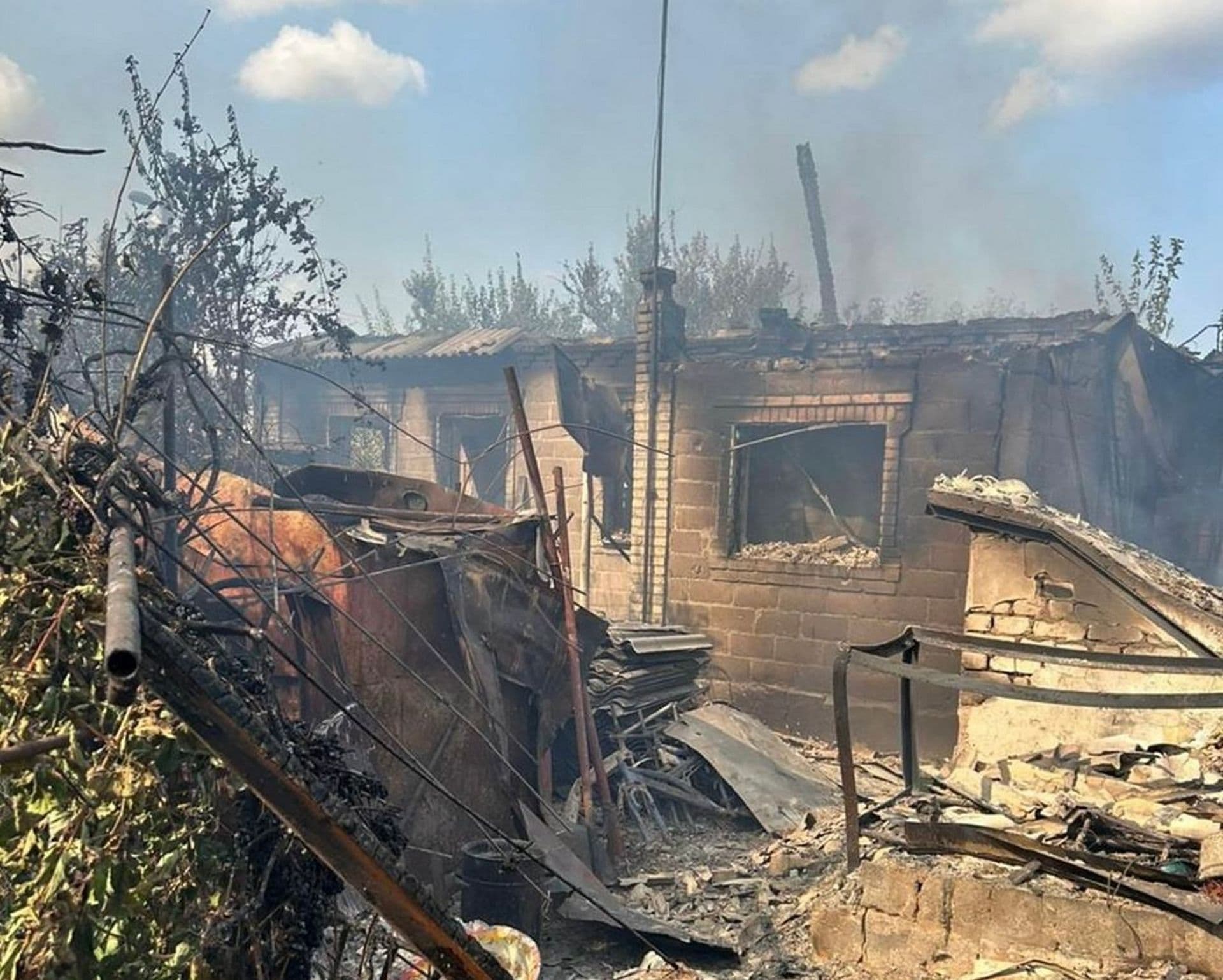 The aftermath of a Russian strike on Donetsk Oblast's settlements of Avdiivka and Illinivka