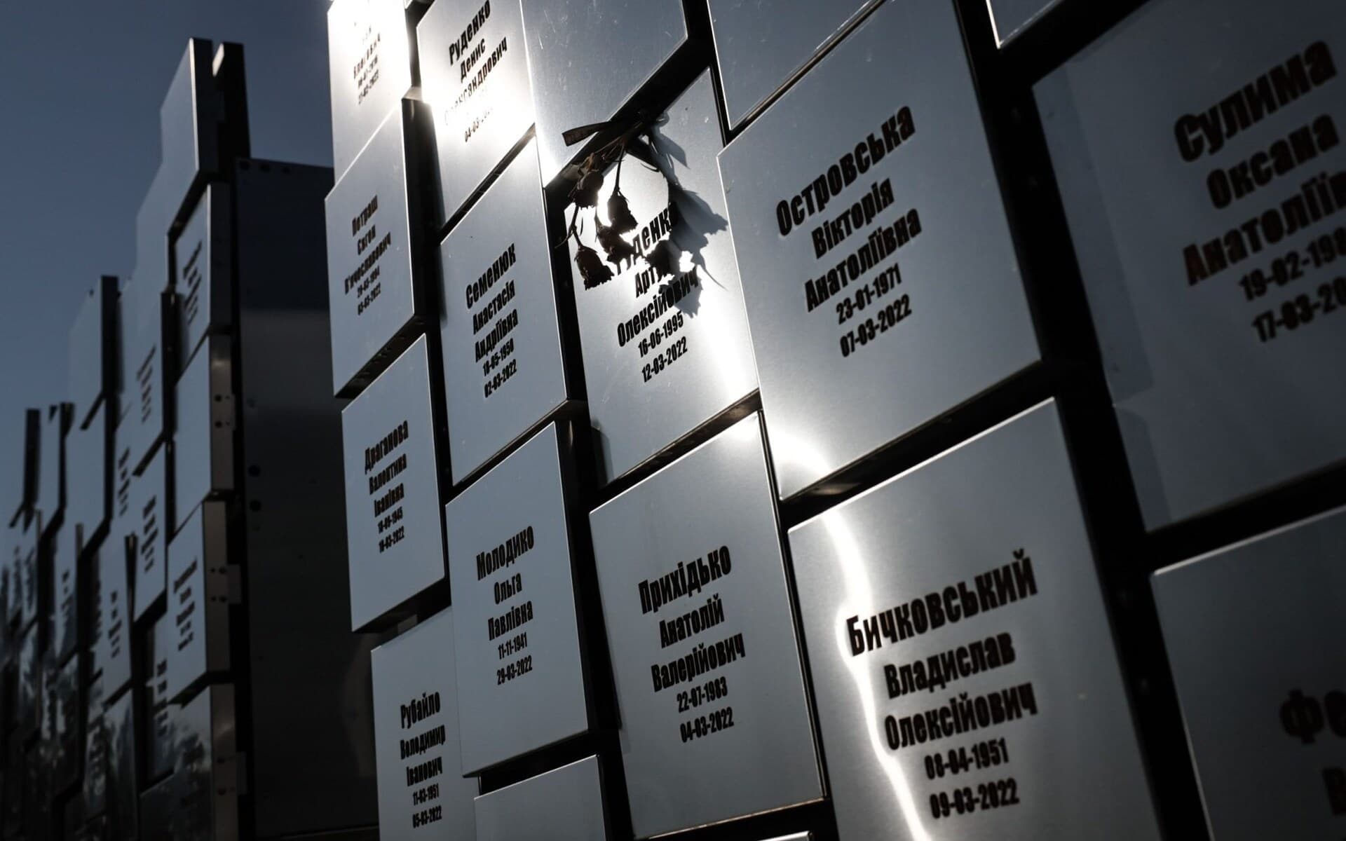 Memorial for people identified as victims of war crimes in Kyiv