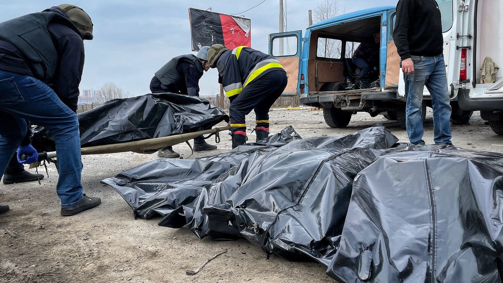 Bodies are being collected in the hope they can eventually be identified