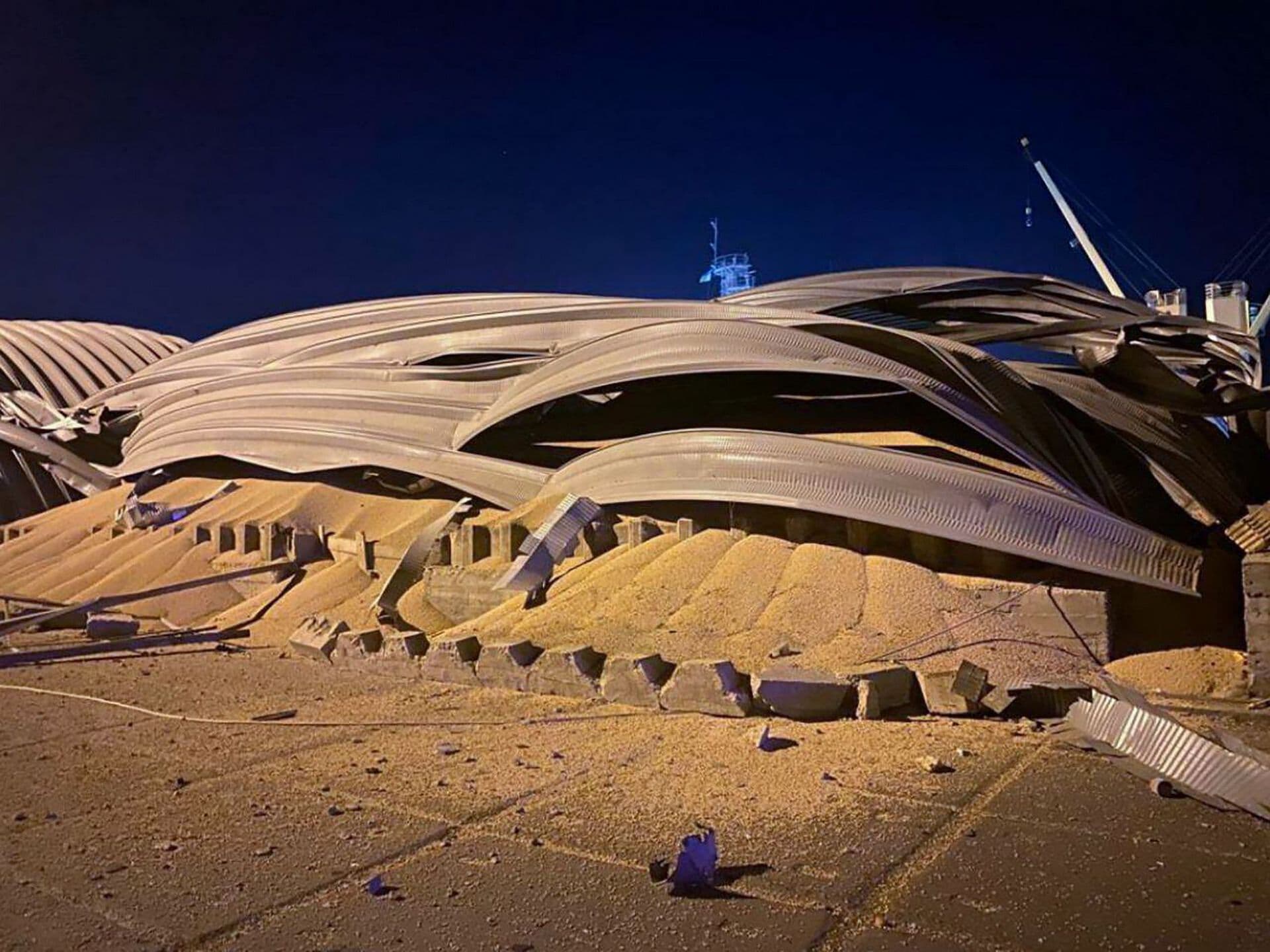 Destruction after Russian drone attacks at Ukraine’s port of Reni in the Odesa region