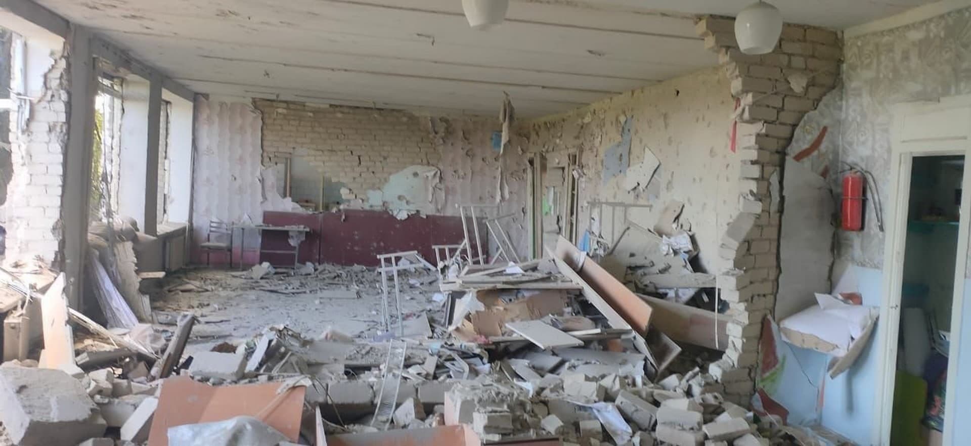 a destroyed lyceum in Dnipropetrovsk region