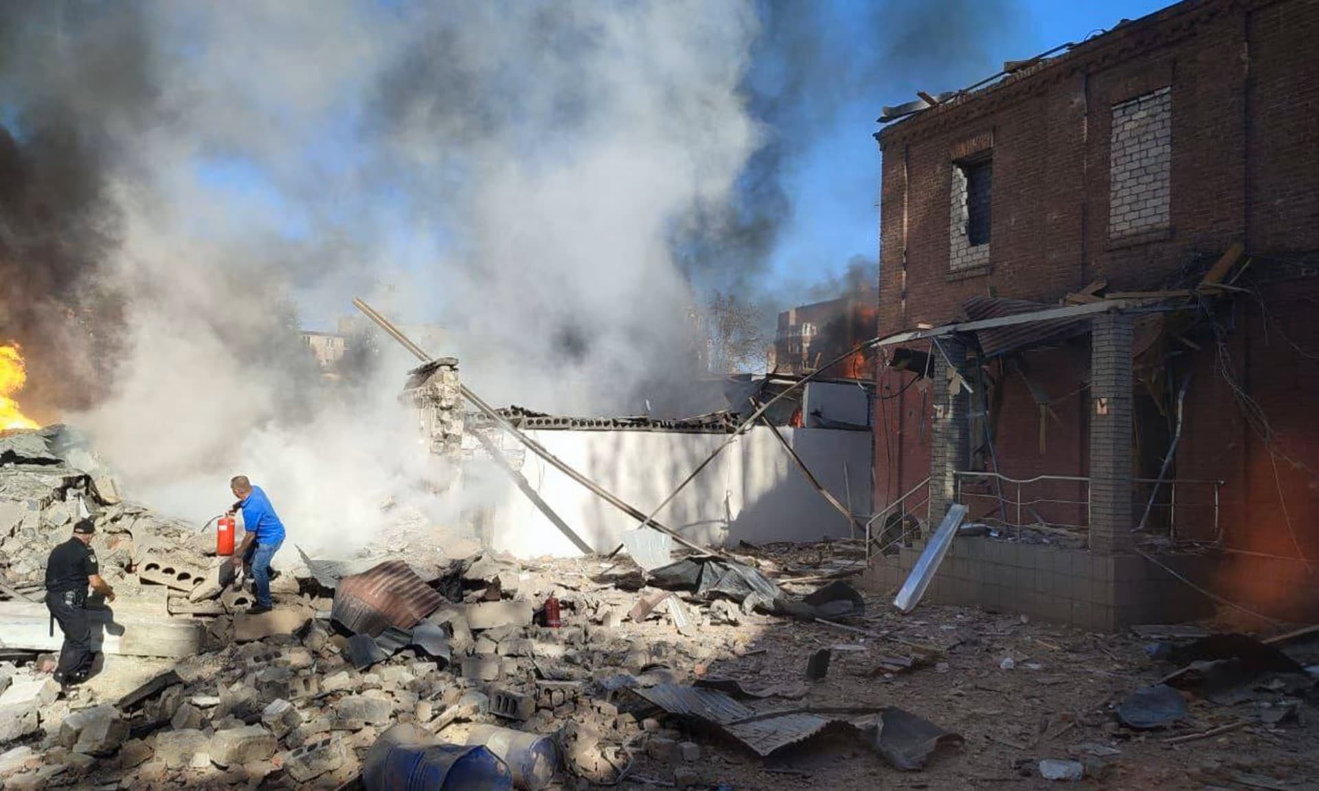 A damaged police administrative building following a reported Russian strike in Kryvyi Rig