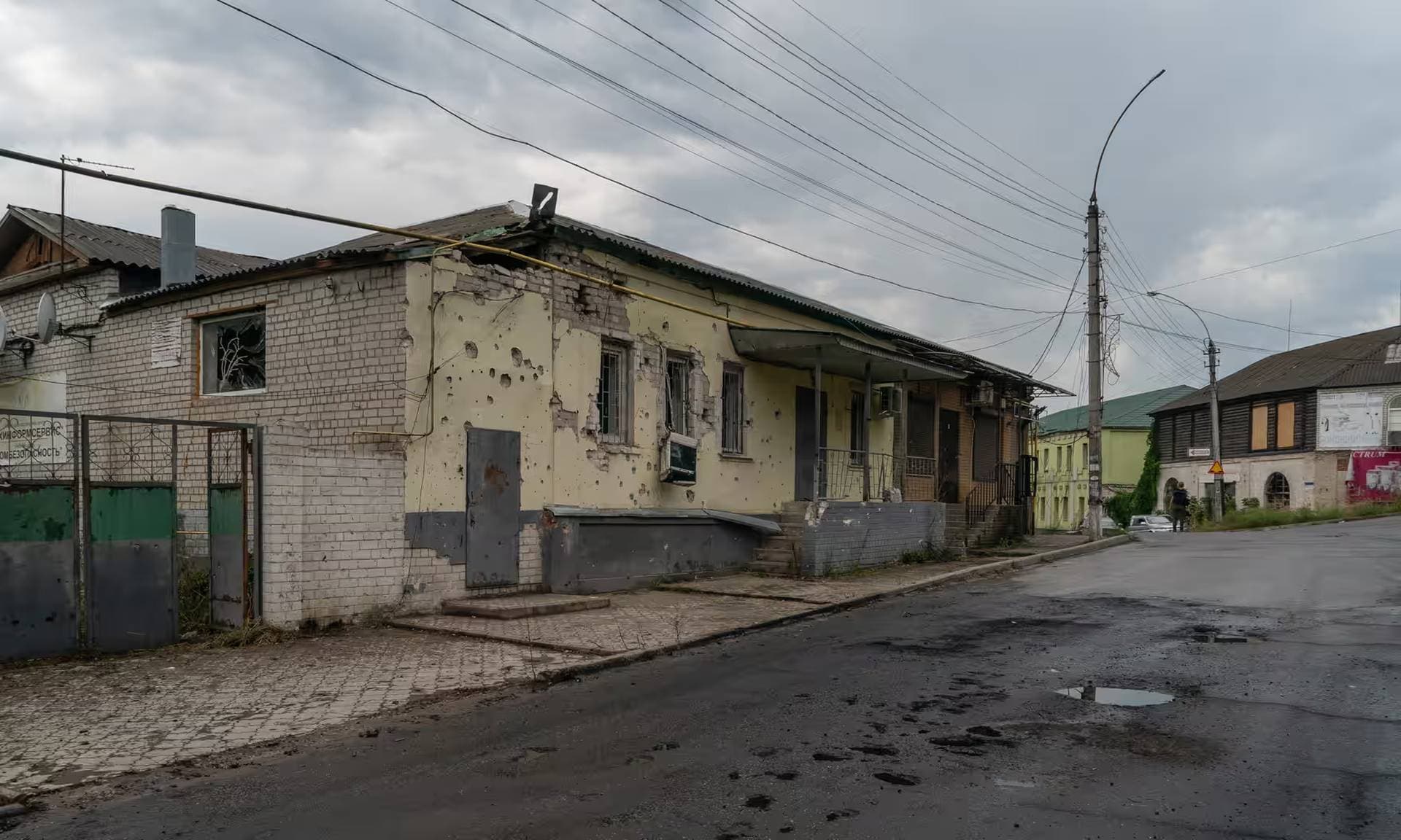 A residential property damaged by Russian shelling, where one person was killed and 11 wounded