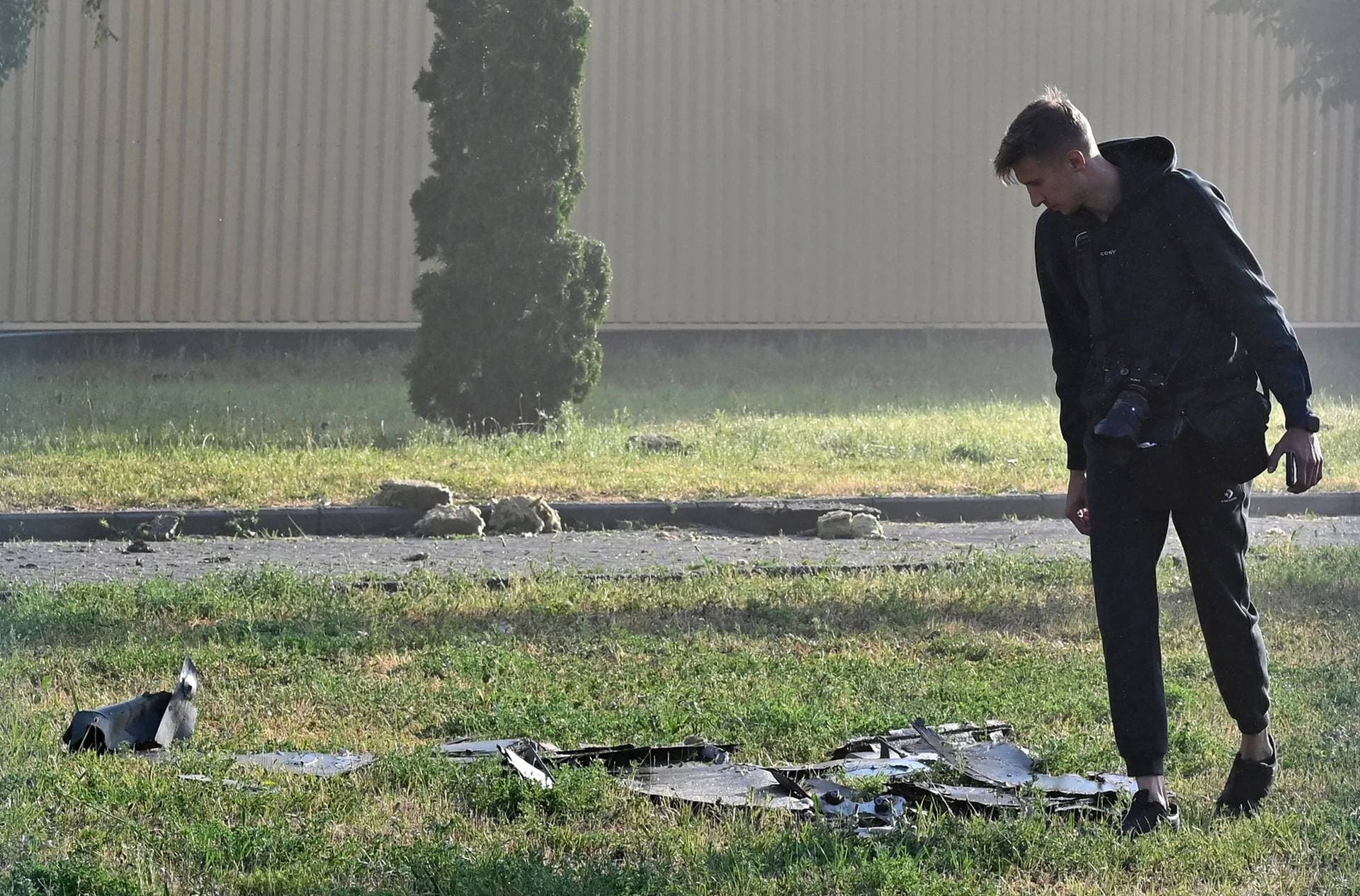 The remains of a drone in Kyiv
