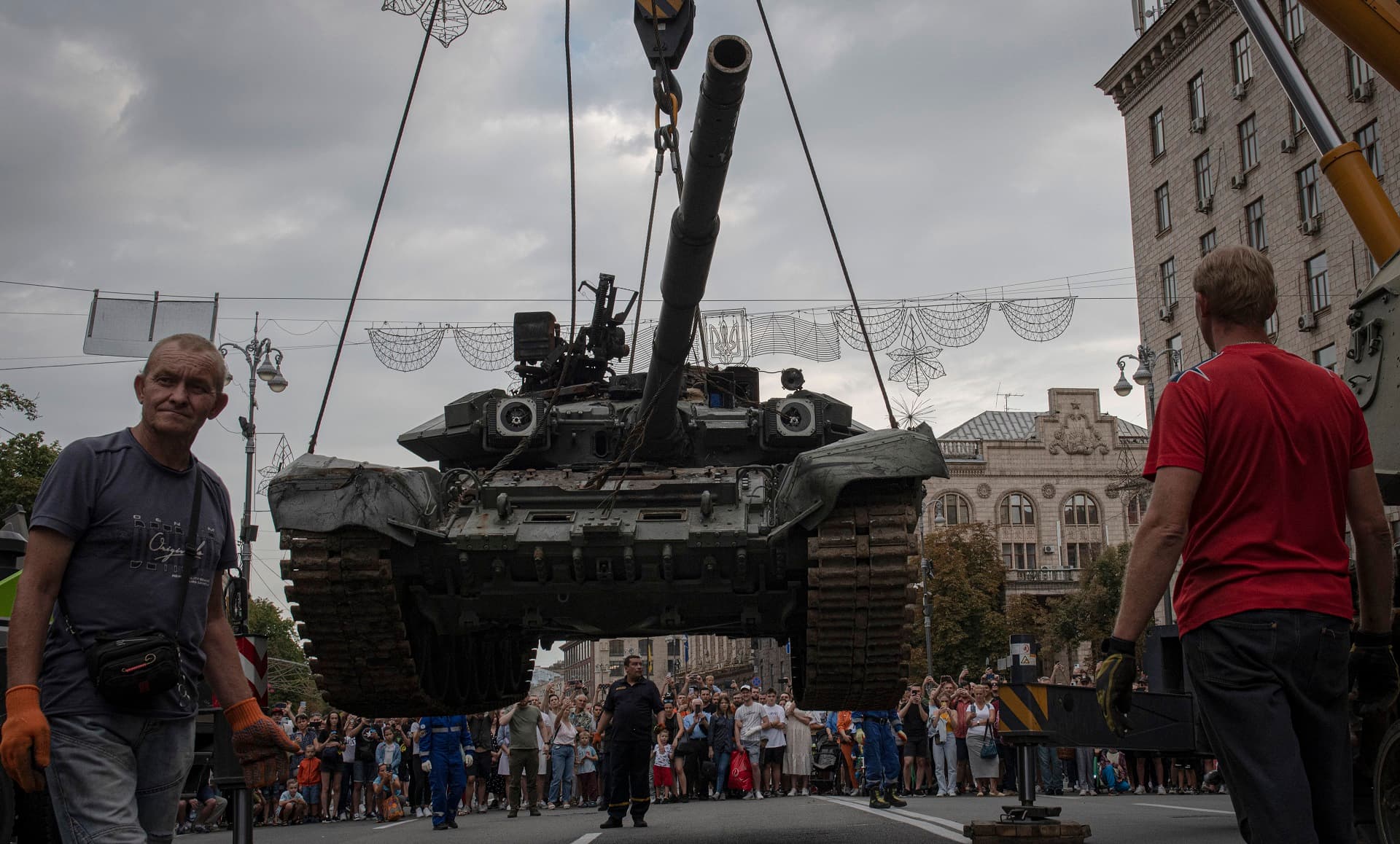 destroyed Russian military vehicles in Kyiv