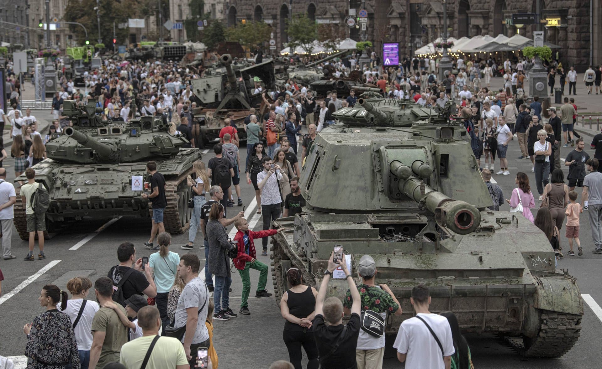 destroyed Russian military vehicles in Kyiv