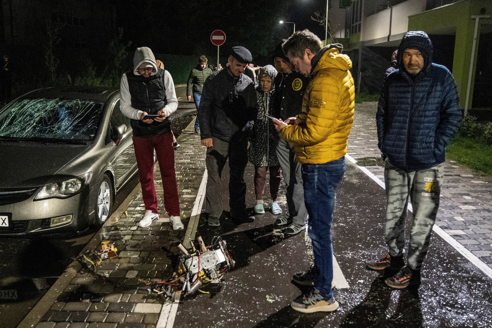 drones have fallen in some areas of Kyiv as air defence systems shot them down