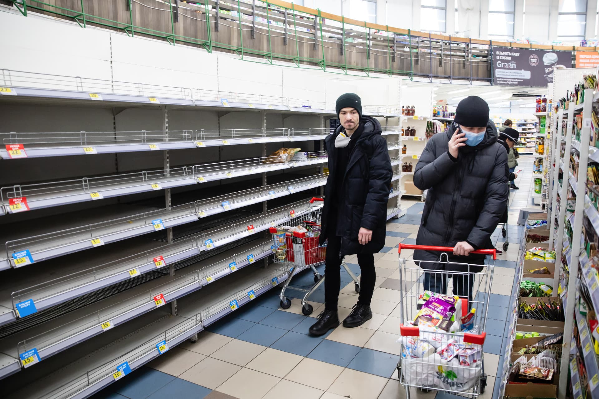 Empty shelves in Kiev grocery stores