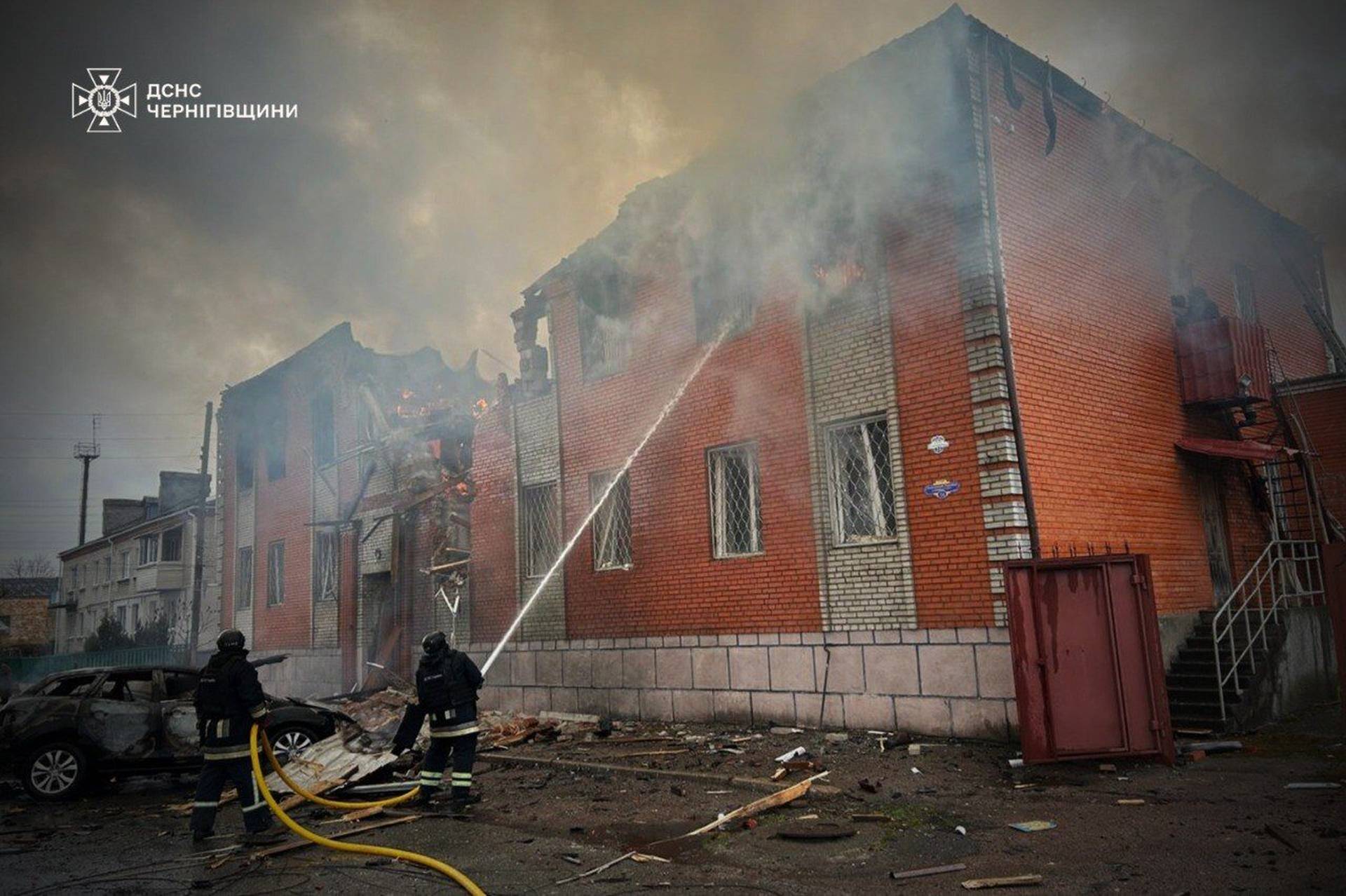 Russian troops hit a multi-apartment two-story building in the center of the village of Chaikyne