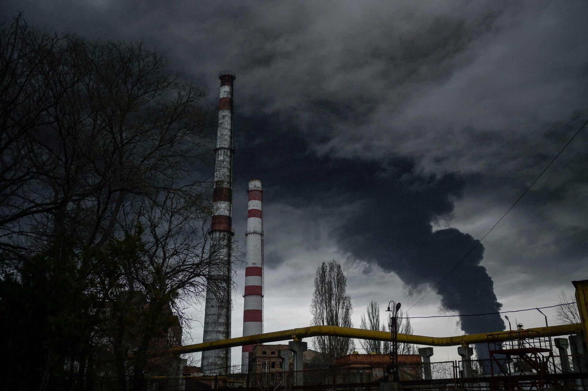 After a missile strike, a fire broke out in the industrial zone of the Odessa port.