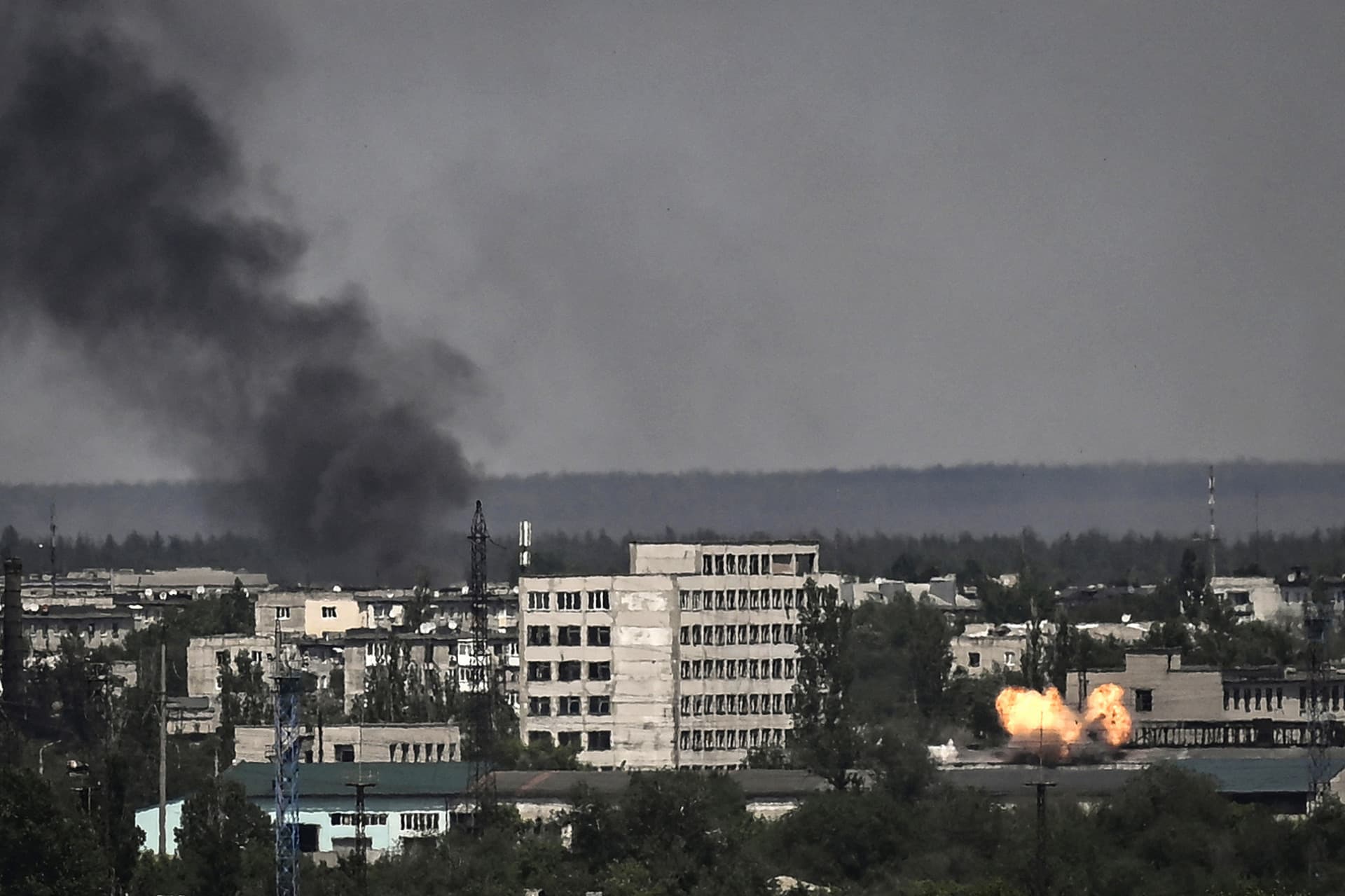 Smoke rises from Severodonetsk