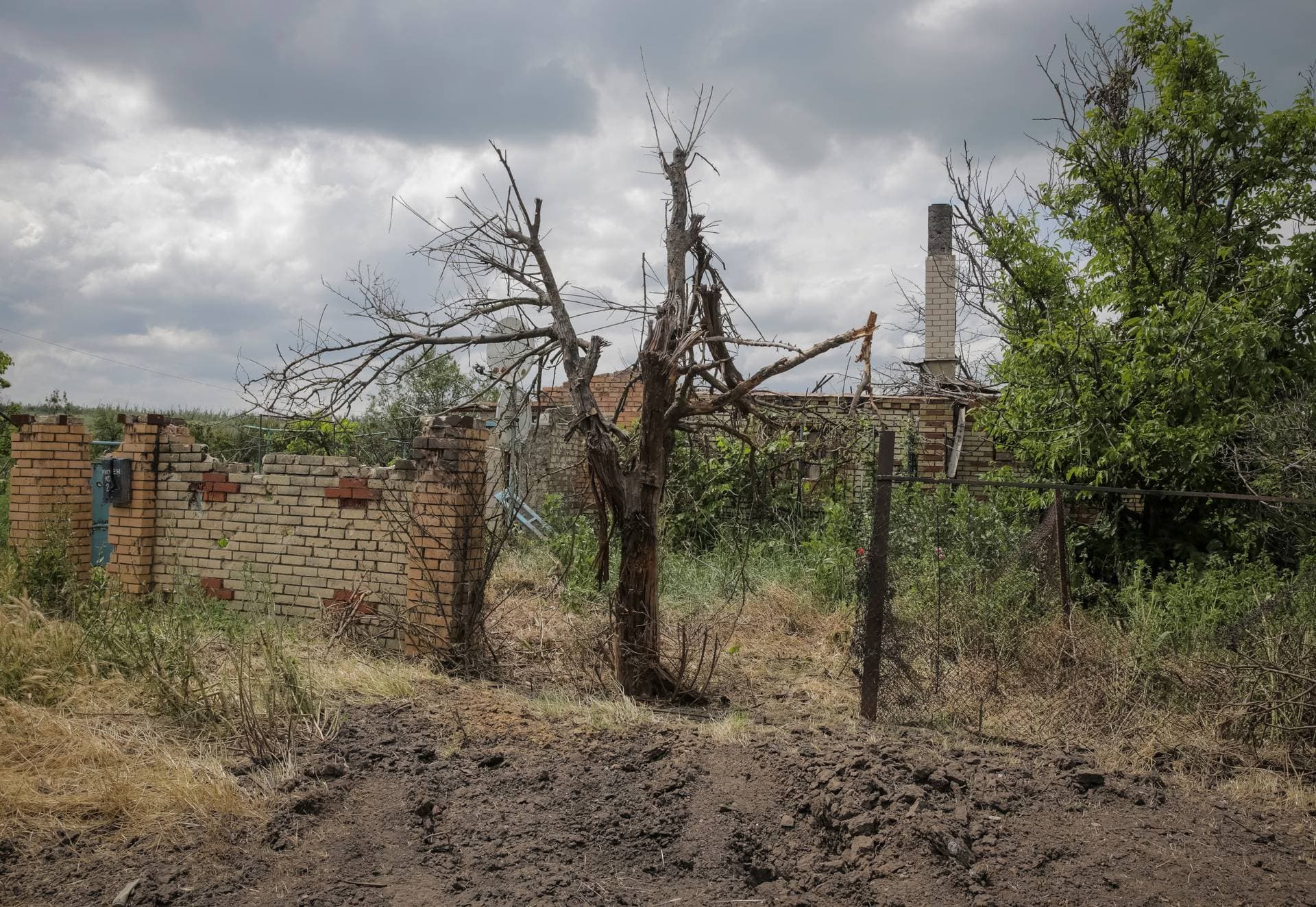 A view shows the newly liberated village Storozheve