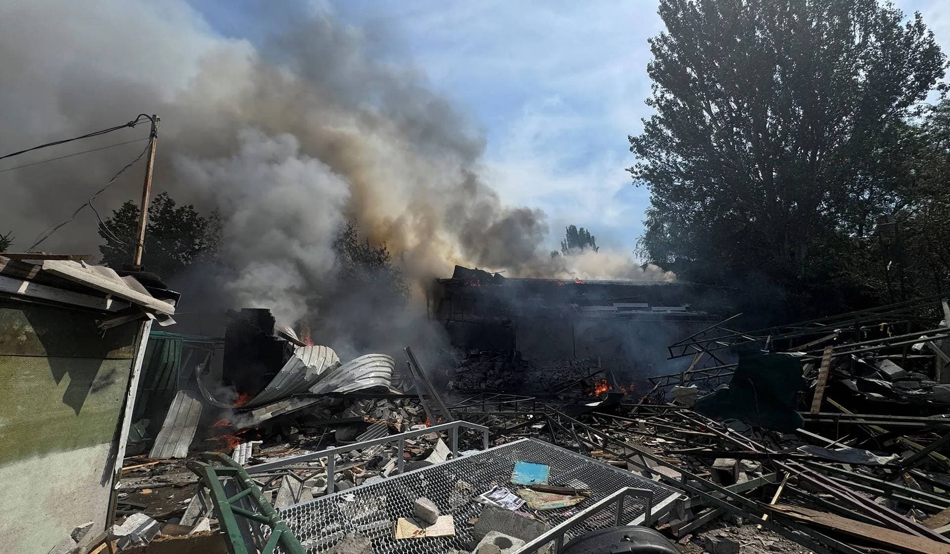 Site of a Russian drone strike in Zaporizhzhia