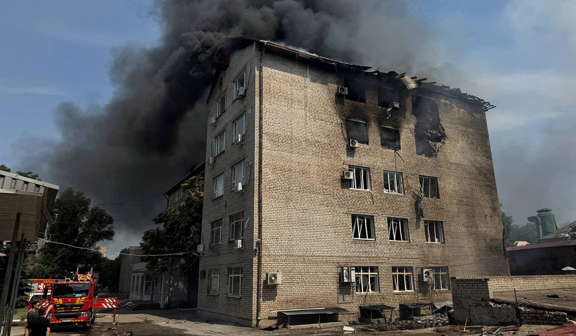 Site of a Russian drone strike in Zaporizhzhia