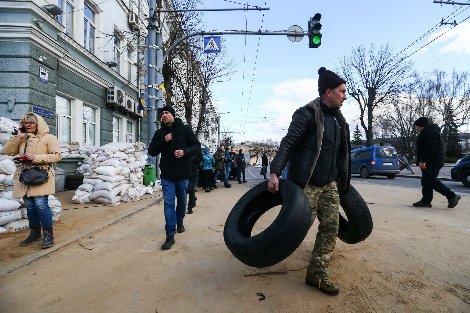 Barricades on the streets of Zhytomyr